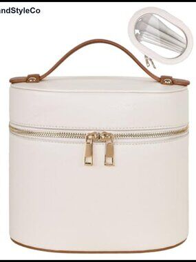 Travel Makeup Bag Set with Clear Pouch, PU Leather, Water-Resistant